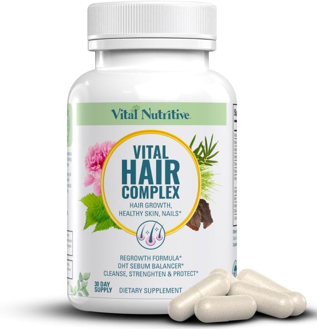 Vital Hair Complex – Biotin & Vitamin B Hair Vitamins for Women & Men – Supports Healthy Hair, Skin & Nails – Hormone-Free, Gluten-Free – Hair Supplement for Women & Men