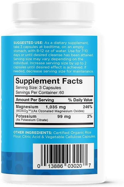 nbpure MagO7 - Natural Colon Cleanse & Detox - Occasional Constipation Relief, Stool Softening, & Bloating Support for Men & Women - Ozonated Magnesium Oxide, 180 Capsules