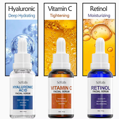 Sefralls Facial Serum Set Wholesale Hyaluronic Acid Retinol Vitamin C Moisturizing Nourishing Skin Care Face Serums