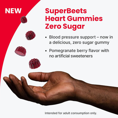 humanN SuperBeets Heart Gummies - Beet Gummies with Heart-Healthy Energy Support, Grape Seed Extract & Beet Root Powder, Sugar Free - Pomegranate Berry Flavor, 60 Count