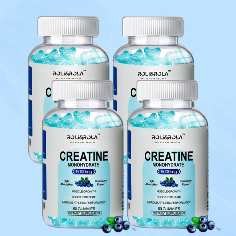 High Strength Creatine Monohydrate Gummies, Blueberry Flavored Creatine Gummies Monohydrate - 60 Gummies X 2 Bottles